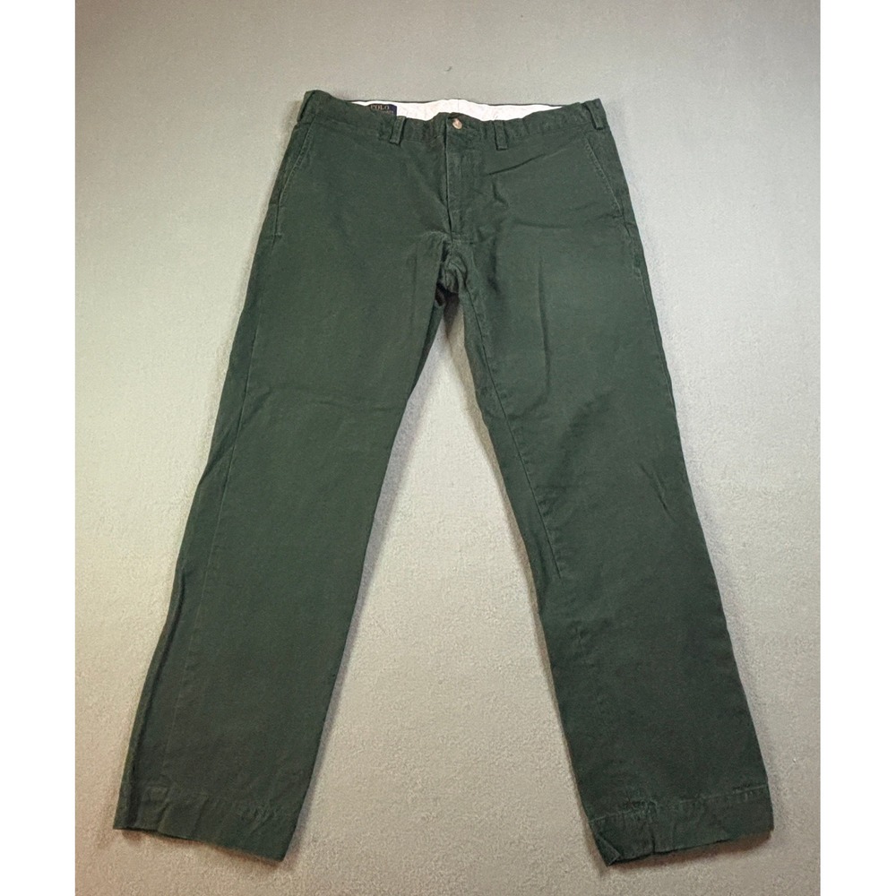 Polo Ralph Lauren Chino Pants Mens 36x30 Green Slim Fit Flat Front Cotton